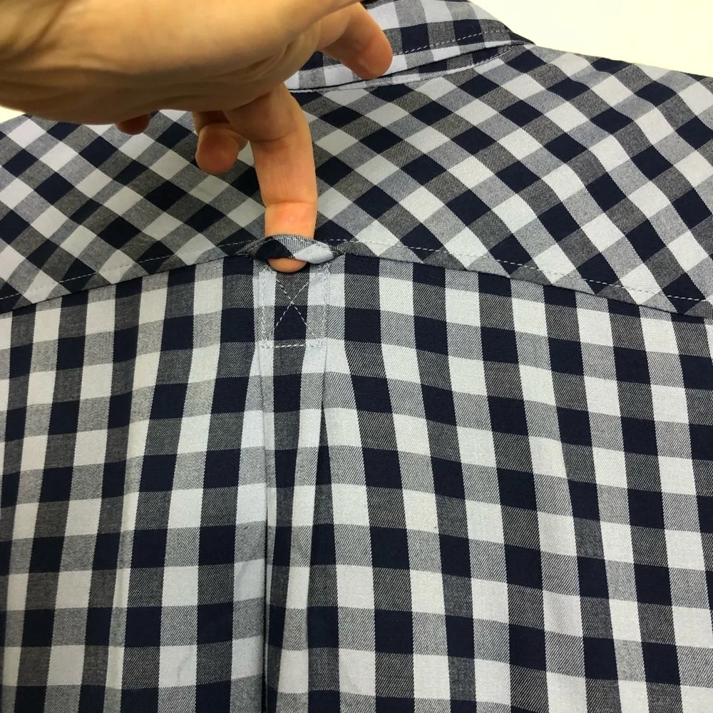 Talbots Gingham Popover Tunic Button Side Blouse - Picture 9 of 16